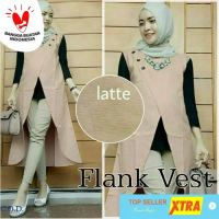 Baju flank vest SL vest & rompi Wanita katun cream Kekinian@@ Atasan Panjang Crop Outer