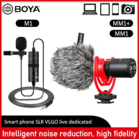 BOYA BY-M1MM1MM1+ Video Record Microphone Lavalier Audio Collar Condenser Lapel Mic for Camera Youtube iPhone Android Smartphone