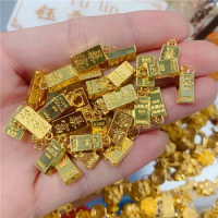 Real 24K Pure 999 Gold Pendant Necklace Luxury Gold Bricks Design Pure AU750 Chain for Women Fine Jewelry Gift