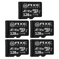 【AXE MEMORY】MicroSDXC 128GB*5入組 A1 V30/ UHS-I U3 4K-附轉卡 記憶卡(台灣製造)