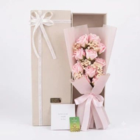 Hadiah bunga bouquet buket bunga sabun import lampu valentine box Merah Muda