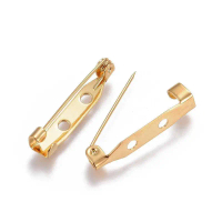 เข็มกลัดสแตนเลส ชุบทอง18K แป้นบาร์ เจาะ 2 รู ขนาด 25x5 mm 10 ชิ้น 304 Stainless Steel Brooch 18Kgold