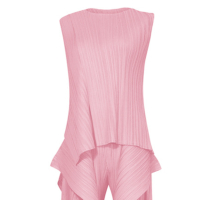 5186 One Size (45-75kg) Summer Pleated Double-Layer Top Vest Wide Leg Pants Irregular Fake Two-Piece