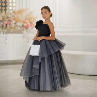 PIKYO Little girl's evening dress, children's piano model runway performance dress, flower girl wedd