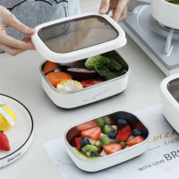 3PCS Stainless Steel Lunch Box Set Visible Lid Thermal Food Storage Container Sealed Fresh-Keeping Bento Boxes Microwave Bowl