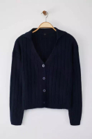 Trendyol Navy Blue Wool Basic Polo Neck Knitwear Cardigan