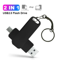 2in1 U Disk 128GB 64GB 32GB USB2.0 Type-C Interface Smartphone Computer Transmission Portable USB 2.0 Memory pen drive Metal