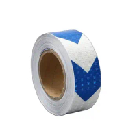 5cm*45M White Blue Arrow Self-adhesive Safety Warning Tape For Road Traffic Guidepost Reflective Sticker