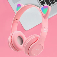 Gaming Headset Wireless Headphones Glow Light Stereo Bass Bluetooth-Compatible Helmets Cute Sports Headphones for Kids and Adult