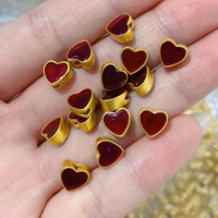Pure 24K Yellow Gold Bracelet Women 999 Gold Red Heart Bracelet 1pcs