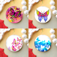 10mm 12mm 25mm 14mm 16mm 18mm 20mm Photo Glass Cabochons Round Cameo Set Handmade Settings Stone Snap Butterfly BWZC202