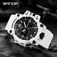 SANDA Men Military Watches G Style White Sport Watch LED Digital 50M Waterproof Watch S Shock Male Clock Relogio Masculino
