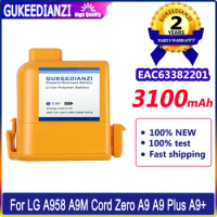 GUKEEDIANZI Battery EAC63382201 3100mAh For LG A958 A9M Cord Zero A9 Plus A9+ A9PETNBED2X A9PETNBED A9MULTI Batteries