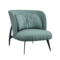【AT HOME】綠色貓抓皮質鐵藝休閒椅/餐椅 現代新設計(米蘭)
