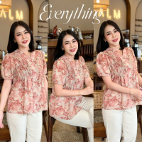 Everything แบรนด์เอฟเวอรี่ติง - เสื้อผู้หญิงคอวีตีเกล็ดหน้าอก กระดุมหน้า แขนสั้น ใส่ได้ทุกโอกาส มีไซ