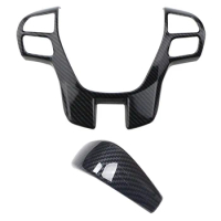 for Ford Ranger Everest Endeavor 2015+ Carbon Fiber Steering Wheel &amp; Gear Shift Cover Trim Frame Decorator