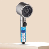 High Pressure Shower Head 3 Modes Adjustable Showerheads Water Saving One-Key Stop Spray Nozzle Bathroom Accessories