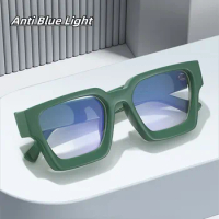 Brand Men's Square Glasses Frame Optical Photochromic Blue Light Reading Glasses Retro Big Eyeglasses Classic Computer Glasses