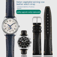 For IWC Pilot Mark Rolex Longines L2 L3 L4 Italian leather watchband 20mm 21mm 22mm Soft Lychee grain strap men's watch Bracelet