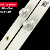 6V1.5W Square Lens LED Backlight For TCL 65inch 65HR330M06A6 V1 65D1800 12Pcs/Set Back Light Strip Bar TV Repair 65FFX43 65D1800