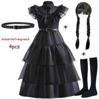 Carnival Vestidos Wednesday Addams Cosplay Costume For Girl 2023 New Teenage Kids Mesh Party Evening Long Dresses 5 10 14 Yrs