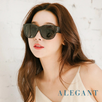 【ALEGANT】低調冰狼灰豹紋圓框全罩偏光墨鏡/外掛式UV400太陽眼鏡(外掛式/包覆式/寶麗來墨鏡/車用眼鏡)