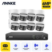 Annke 360° Panoramic Security Camera CCTV System Kits 265+ 6MP Dual Lens 2.8MM IP Camera POE CCTV Video Surveillance Outdoor Cam