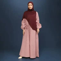 Lozy Hijab - Naura Dress (Dress Loose Pocket Embroidery Motif Geometris Bahan Katun Adem) Red Cherry