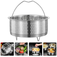 Stainless Steel Steamer Pans Metal Steamer Insert Steaming Rack Handle Pans Fruit Colander Strainer Rice Cooker