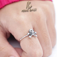 Cincin Perak Bali Silver Ring 925 Skull Tengkorak