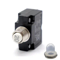 20A Push Button Reset Circuit Breaker, DC 50V AC 125/250V Thermal Overload Protector with Transparent Waterproof Button Cap