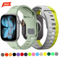 Tali silikon untuk Apple Watch Ultra 3 2 49 mmSiri 11 10 46 mm42 mmTali jam tangan iWatch 9 8 7 6 5
