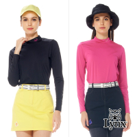 【Lynx Golf】女款保暖抗靜電石墨烯材質袖口印花內搭式長袖POLO衫/高爾夫球衫(二色)