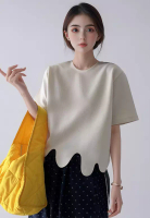 Sunnydaysweety 2025 Summer New Product Fashion Contrast Solid Color Short Sleeve Top CA25042901BE