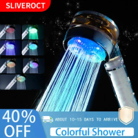 ZANE Colorful Led Shower Head High Pressure Water Saving Hand Held Replacement Bathroom Shower Head Set Rain Temperature Sensor