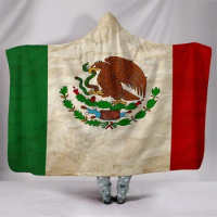 Mexican Flag Breathable Hooded Blanket 3D Printed Wearable Blanket Adults kids Blanket blanket throw blanket