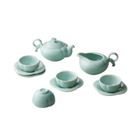 【安達窯】青瓷 - 事成茶組 - 10件組禮盒裝(茶壺+茶海+茶杯+杯托)