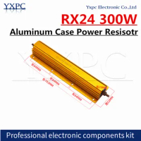 1pcs 300W RX24 Aluminum Power Metal Shell Case Wirewound Resistor 0.1R ~100R 0.1 0.5 1 2 2.5 3 4 5 6 8 10 20 50 100 ohm 200R 1K