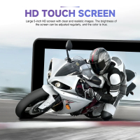 Corcoransu DCGD-p5 กล้องติดรถมอเตอร์ไซค์แบบพกพาขนาด 5 นิ้ว รองรับ Carplay และ Android Auto กันน้ำระด