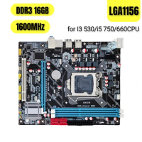 LGA1156 Computer Motherboard 16GB RAM DDR3 Memory ATX Mainboard 1600MHz 4 SATA USB2.0 Dual Channel for I3 530/i5 750/660CPU