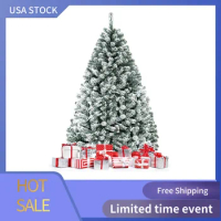 6ft Snow Flocked Hinged Artificial Christmas Tree Unlit Holiday Decor