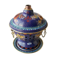 Cloisonne Charcoal Hot Pot Personal Hot Pot Charcoal Hot Pot Hot Pot Blue Background Double Dragon P