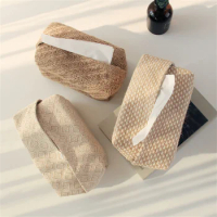 Japanese-Style Jute Tissue Case Napkin Holder for Living Room Table Tissue Boxes Container Home Car Papers Dispenser Holder