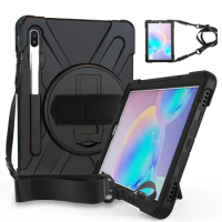 Hand/shoulder Strap 360 Rotatable Kickstand Rugged Protective Case For Samsung Galaxy Tab S6 10.5 2019 SM-T860/T865/T867