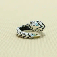 Thai Silver Centipede Silver Ring for Men 925 Sterling Silver Retro Opening Hegemonic Personality Rock Hip Hop Punk Trendy Men's
