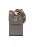 Chanel 二手 Chanel 19 款小羊皮手機支架（附鏈條）