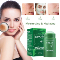 40g Green Tea Solid Cleansing Face Mask Deep Moisturizing Hydrating Whitening Oil Control Anti Acne Pore Blackhead Remover Stick