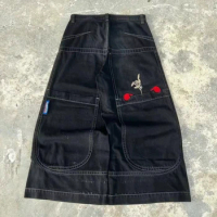 American Jnco Big Pocket Boxing Kangaroo PrintWash Wide Leg Jeans Y2K Hip Hop Street Casualoose Denim for Men and Women Pant
