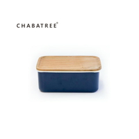 泰國Chabatree 2.18L琺瑯密封儲物盒/保鮮盒(海軍藍)-XL  ＊琺瑯盒身可當料理烤盤＊