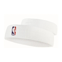 【NIKE 耐吉】NBA籃球頭帶 白色運動止汗帶 頭巾髮帶髮箍 DriFIT吸濕速乾材質 慢跑瑜珈健身適用(NKN02100OS)